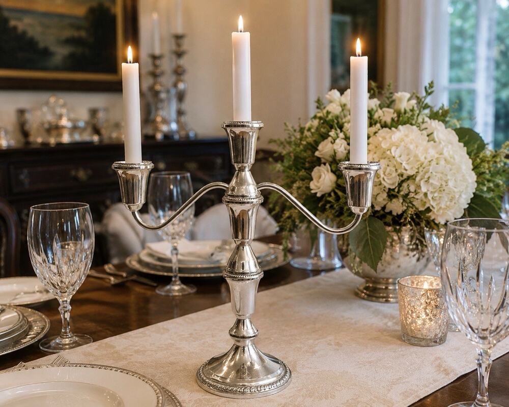 Vintage Duchin Sterling Silver Weighted 3-Light Convertible Candelabra 11"